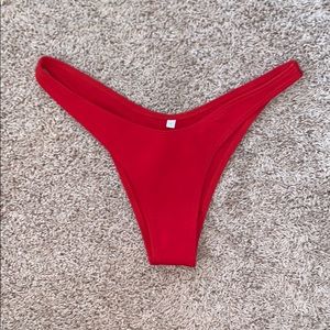 Red high hip bikini bottoms